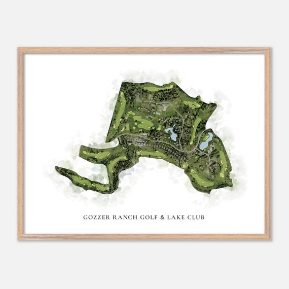 Gozzer Ranch Golf Lake Club In Harrison Idaho Classic Watercolor Map Golfer Gift Golf Wall Art Golf Poster Print Course Layout