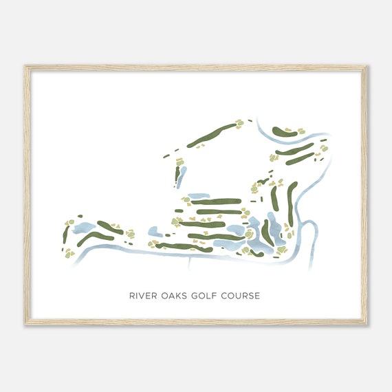 River Oaks Golf Course Illinois Modern Watercolor Map Golfer Gift Golf Wall Art Golf Poster Print Course Layout