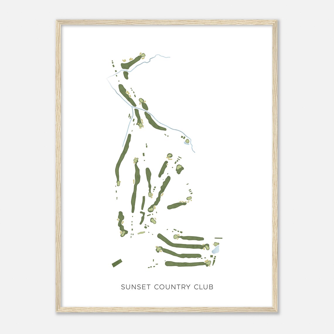 Sunset Country Club Modern Watercolor Course Map Golfer Gift Poster - Image 2