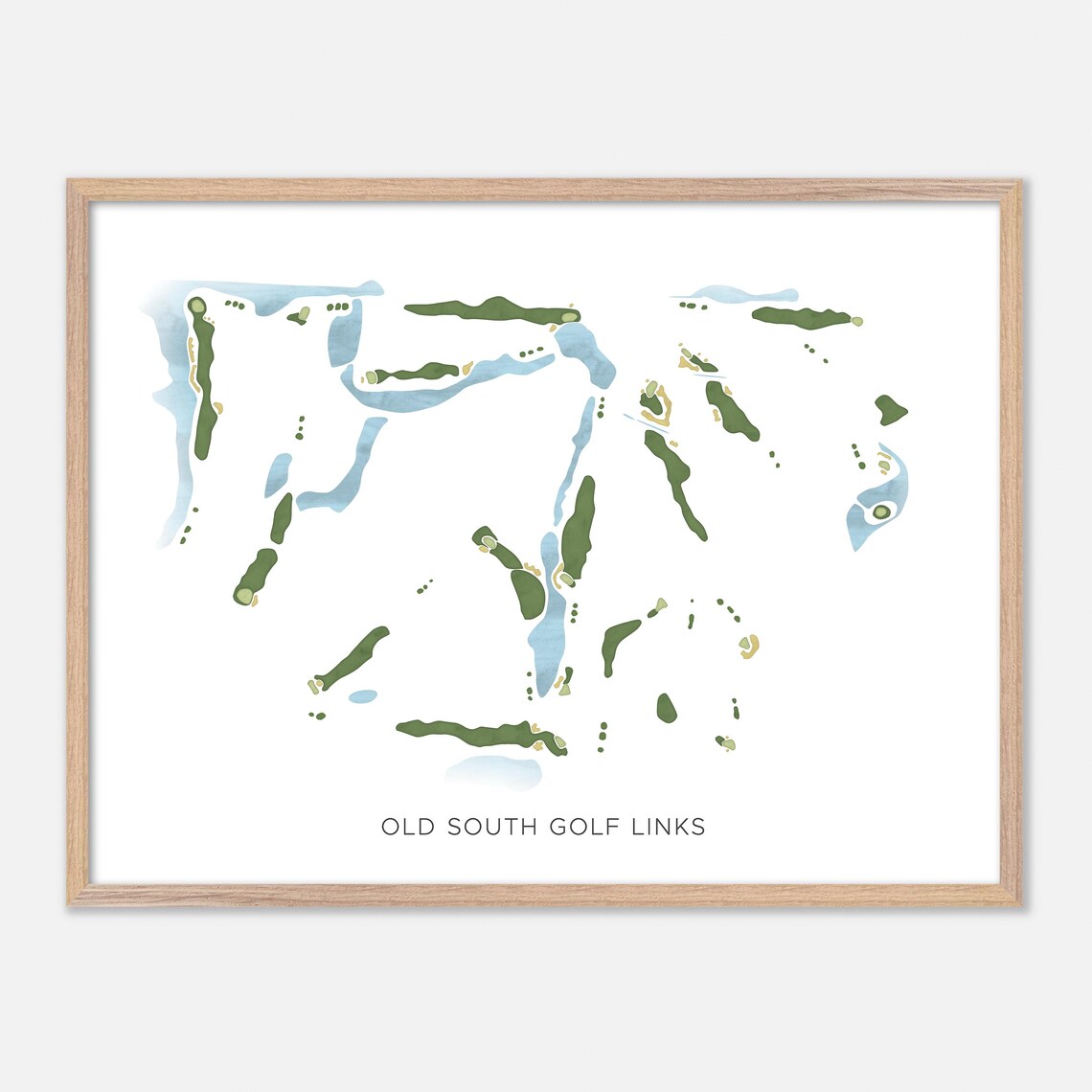 Old South Golf Links Bluffton South Carolina Watercolor Map Poster