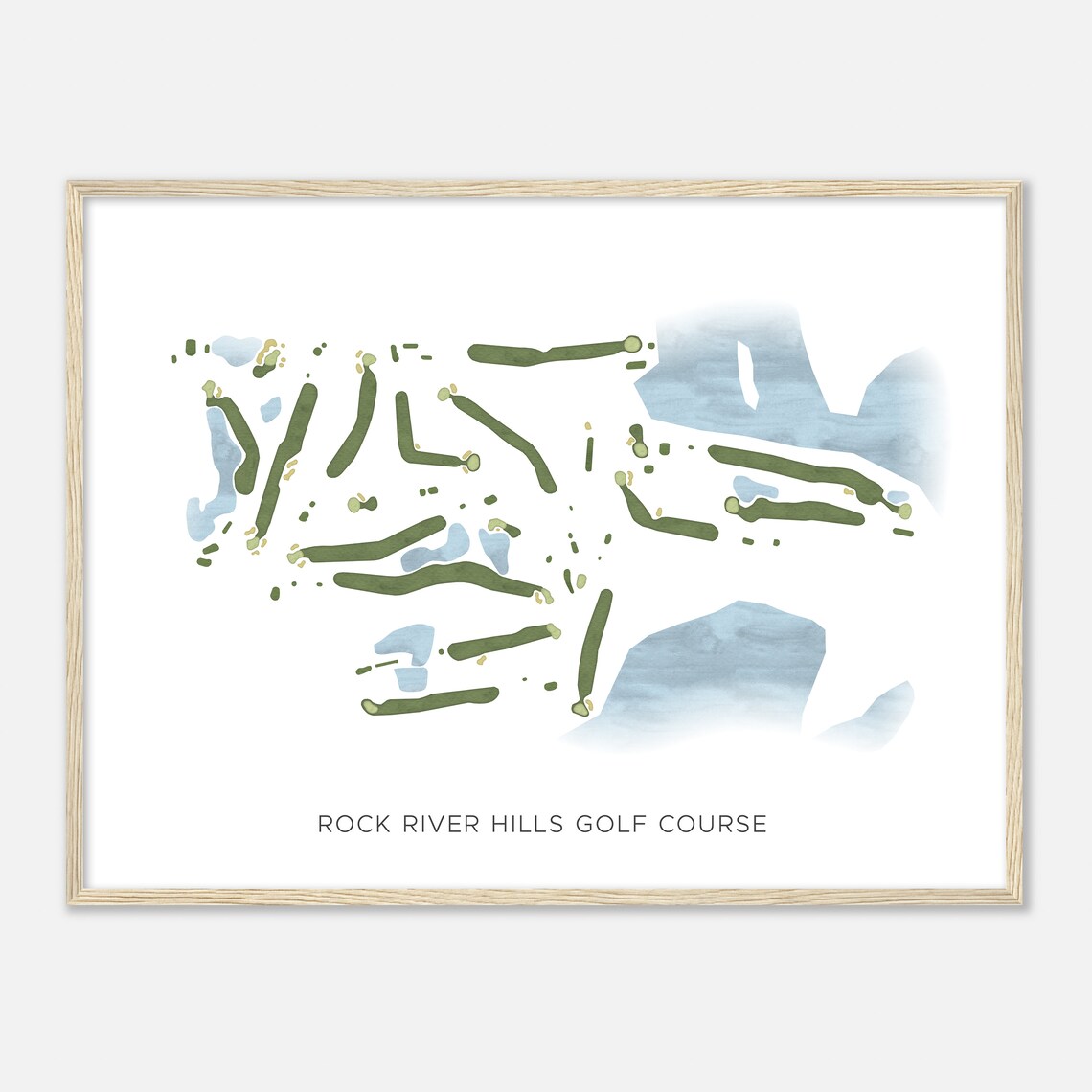 Rock River Hills Golf Course Wisconsin Modern Watercolor Map Poster - Image 2