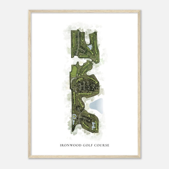 Ironwood Golf Course Illinois Classic Watercolor Map Golfer Gift Golf Wall Art Golf Poster Print Course Layout