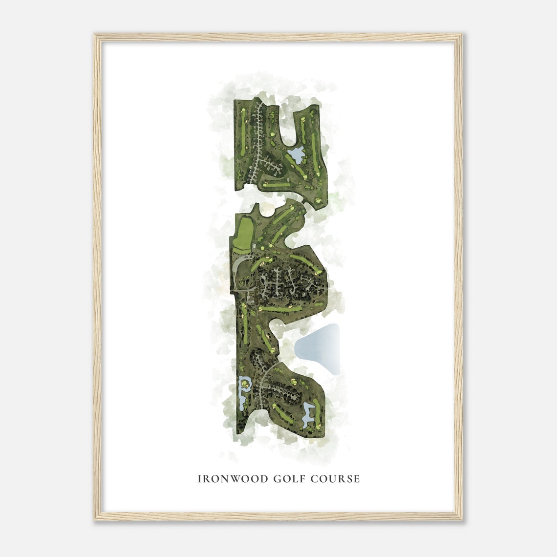 Ironwood Golf Course Illinois Classic Watercolor Map Golfer Gift Golf Wall Art Golf Poster Print Course Layout