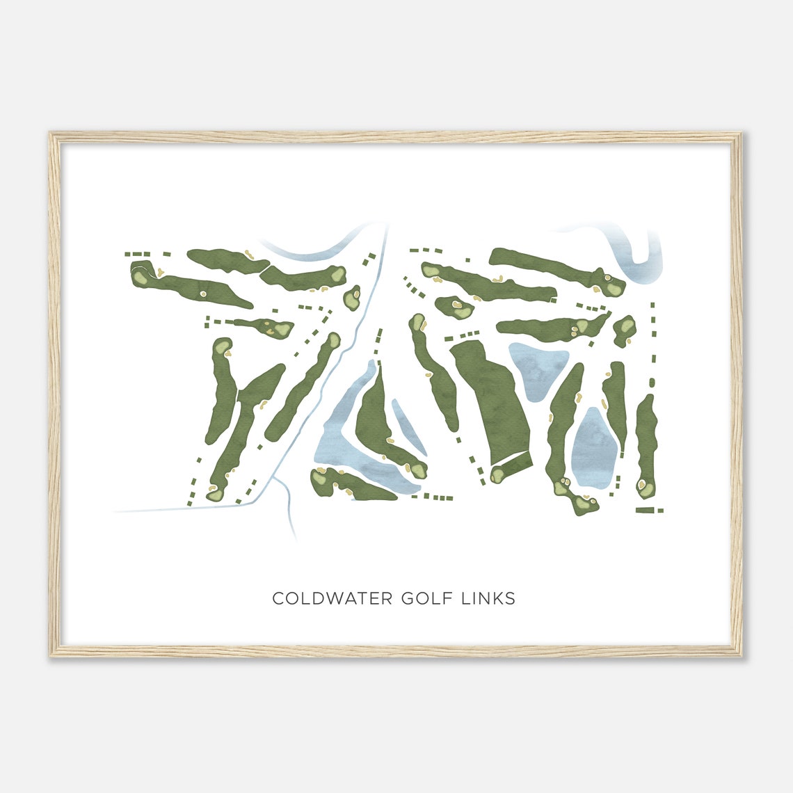 Coldwater Golf Links Modern Minimalist Course Layout Map Poster - Image 2