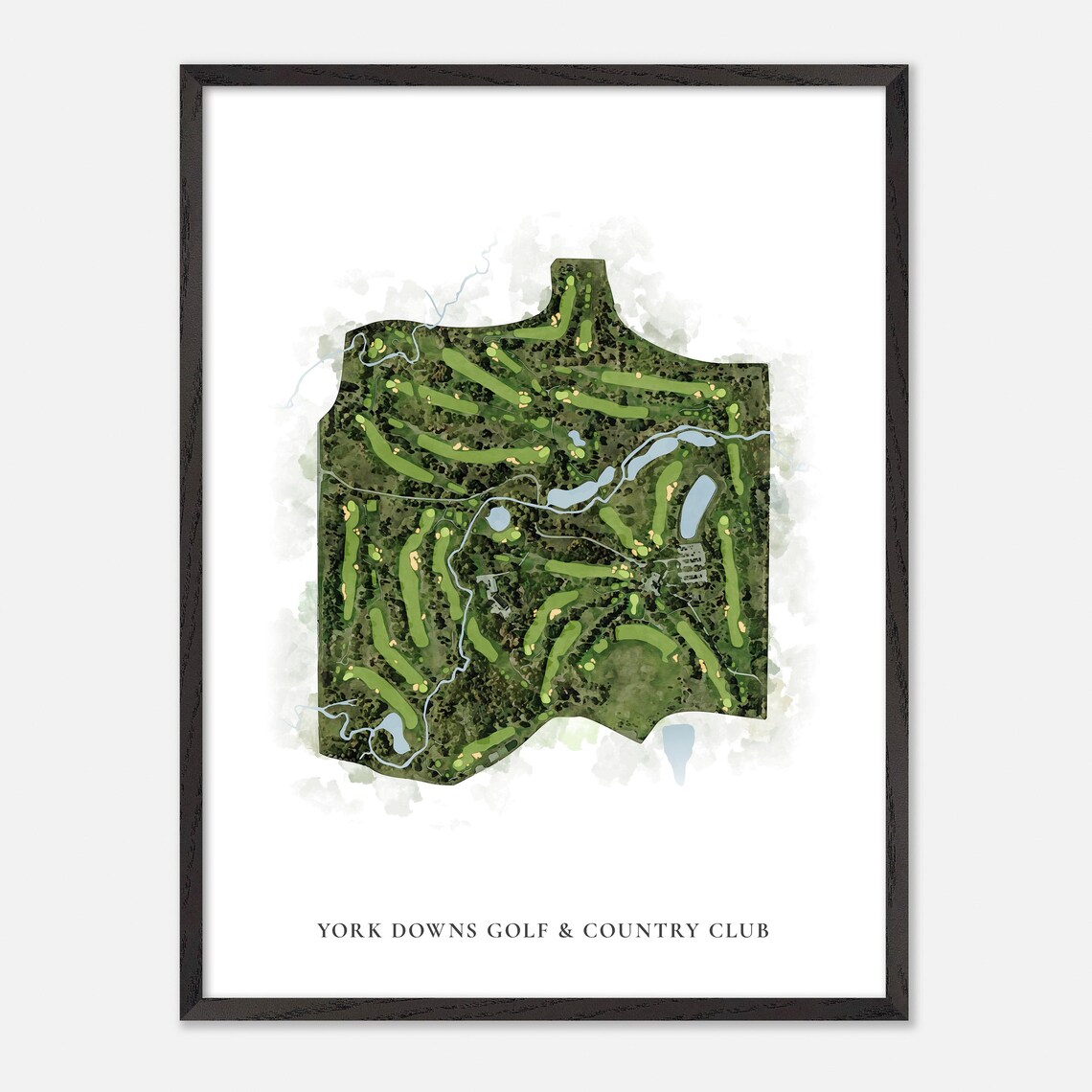 York Downs Golf & Country Club Classic Aerial Watercolor Golf Map Poster - Image 2