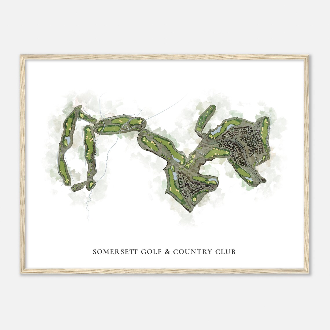 Somersett Golf and Country Club Watercolor Course Map Poster - Image 2