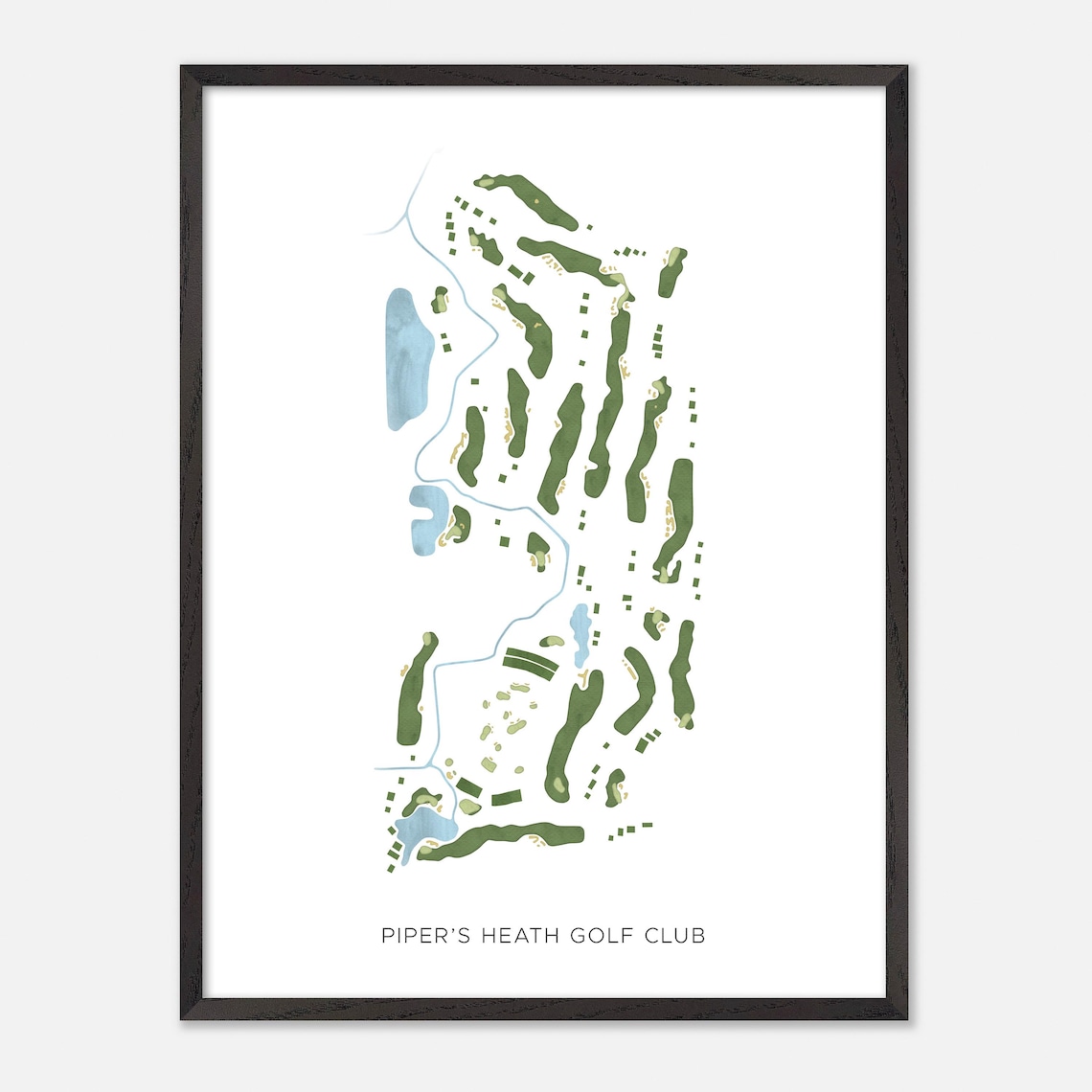 Piper's Heath Golf Club Modern Minimalist Watercolor Golf Map Poster - Image 2