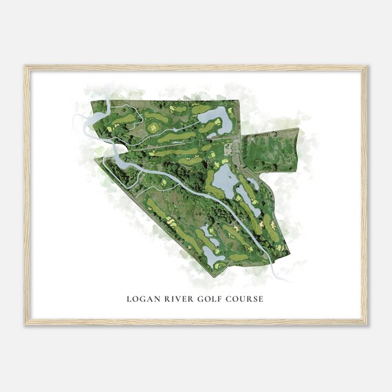 Logan River Golf Course Utah Classic Watercolor Map Golfer Gift Golf Wall Art Golf Poster Print Course Layout