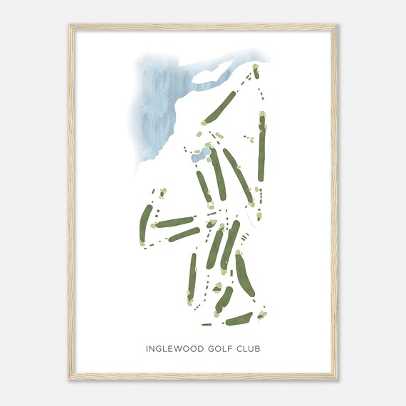 Inglewood Golf Club Washington Modern Watercolor Map Golfer Gift Golf Wall Art Golf Poster Print Course Layout