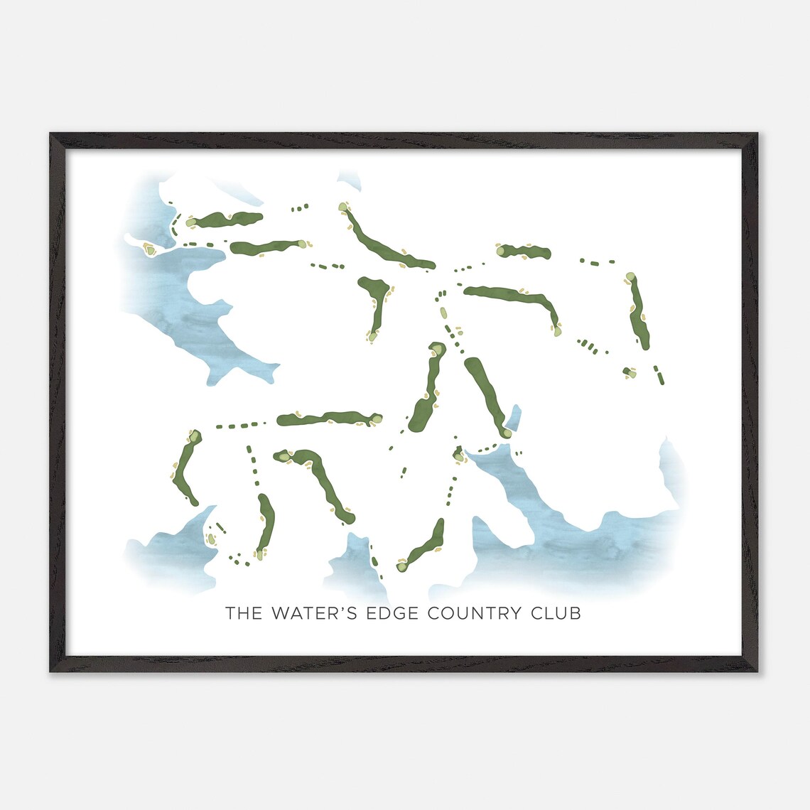 The Waters Edge Country Club Modern Minimalist Watercolor Map Poster - Image 5