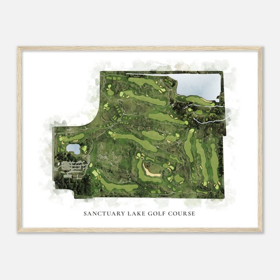 Sanctuary Lake Golf Course Michigan Classic Watercolor Map Golfer Gift Golf Wall Art Golf Poster Print Course Layout