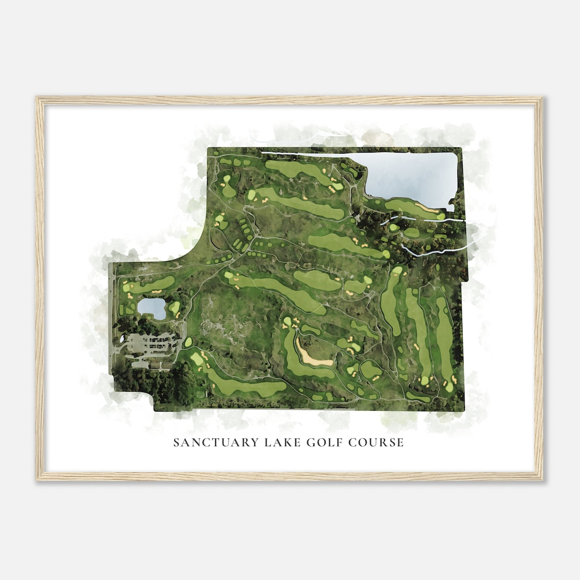 Sanctuary Lake Golf Course Michigan Classic Watercolor Map Poster