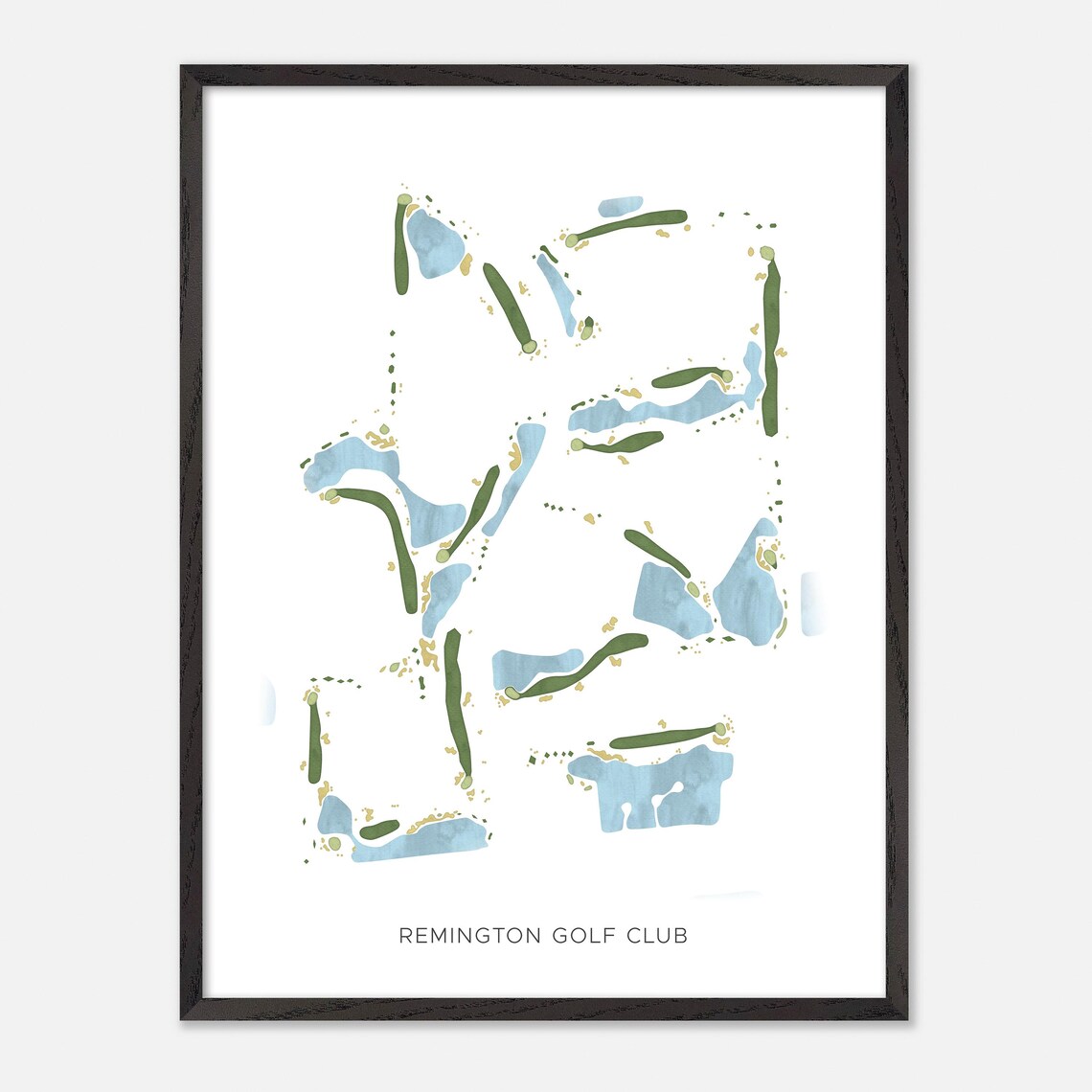 Remington Golf Club Modern Watercolor Lakes Course Map Poster - Image 3
