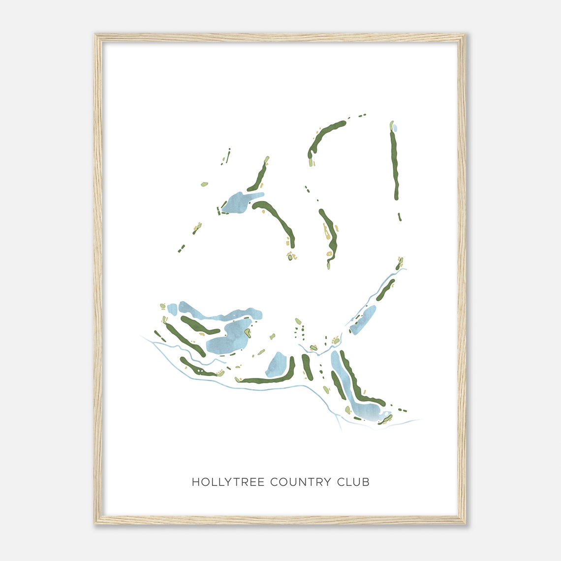 Hollytree Country Club Texas Modern Watercolor Golf Course Map Poster - Image 2