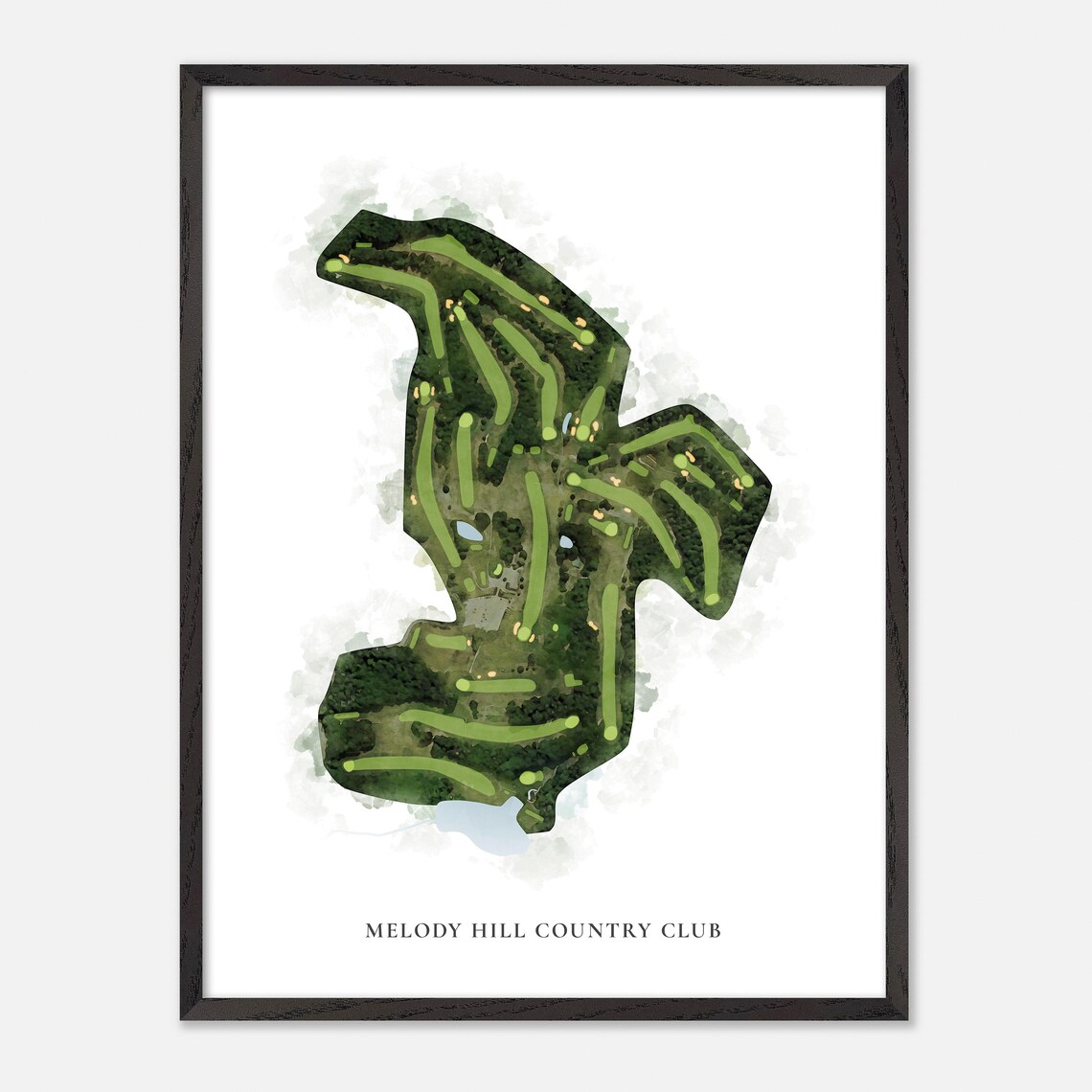 Melody Hill Country Club Classic Watercolor Course Map Poster - Image 3