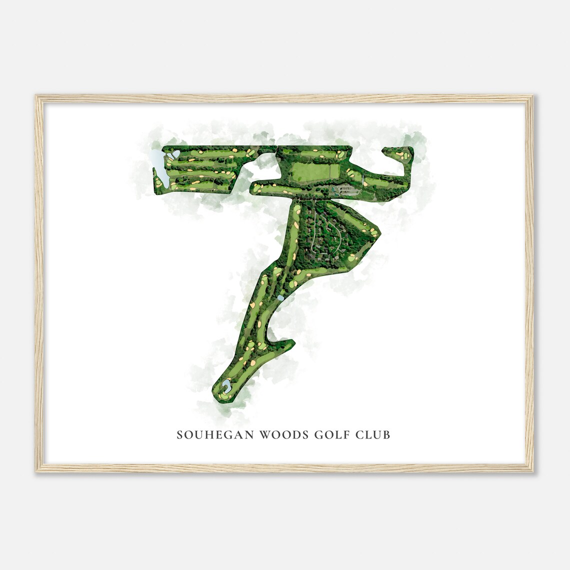 Souhegan Woods Golf Club Classic Aerial Watercolor Golf Poster - Image 2