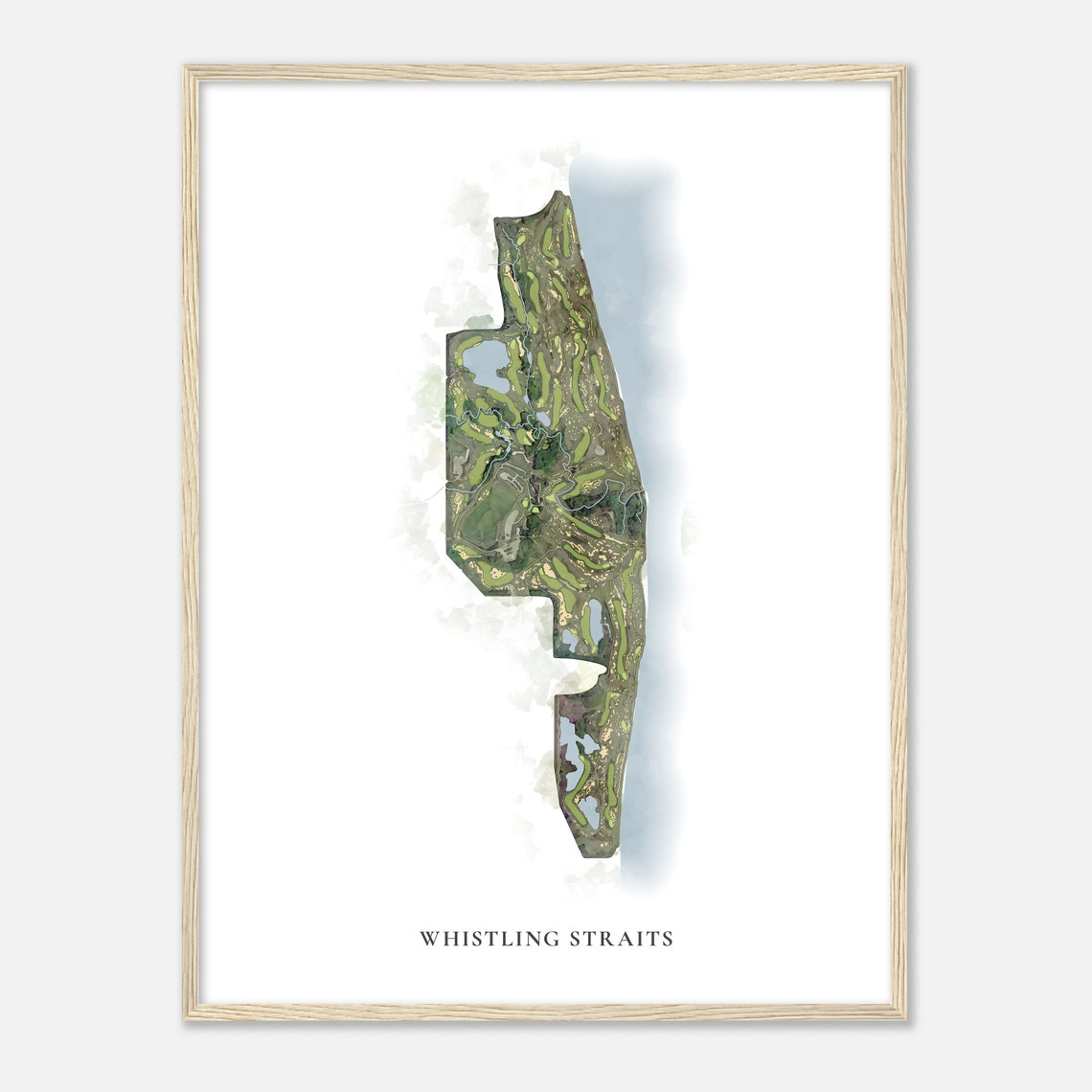 Whistling Straits Wisconsin Classic Watercolor Map Golfer Gift Golf Wall Art Golf Poster Print Course Layout