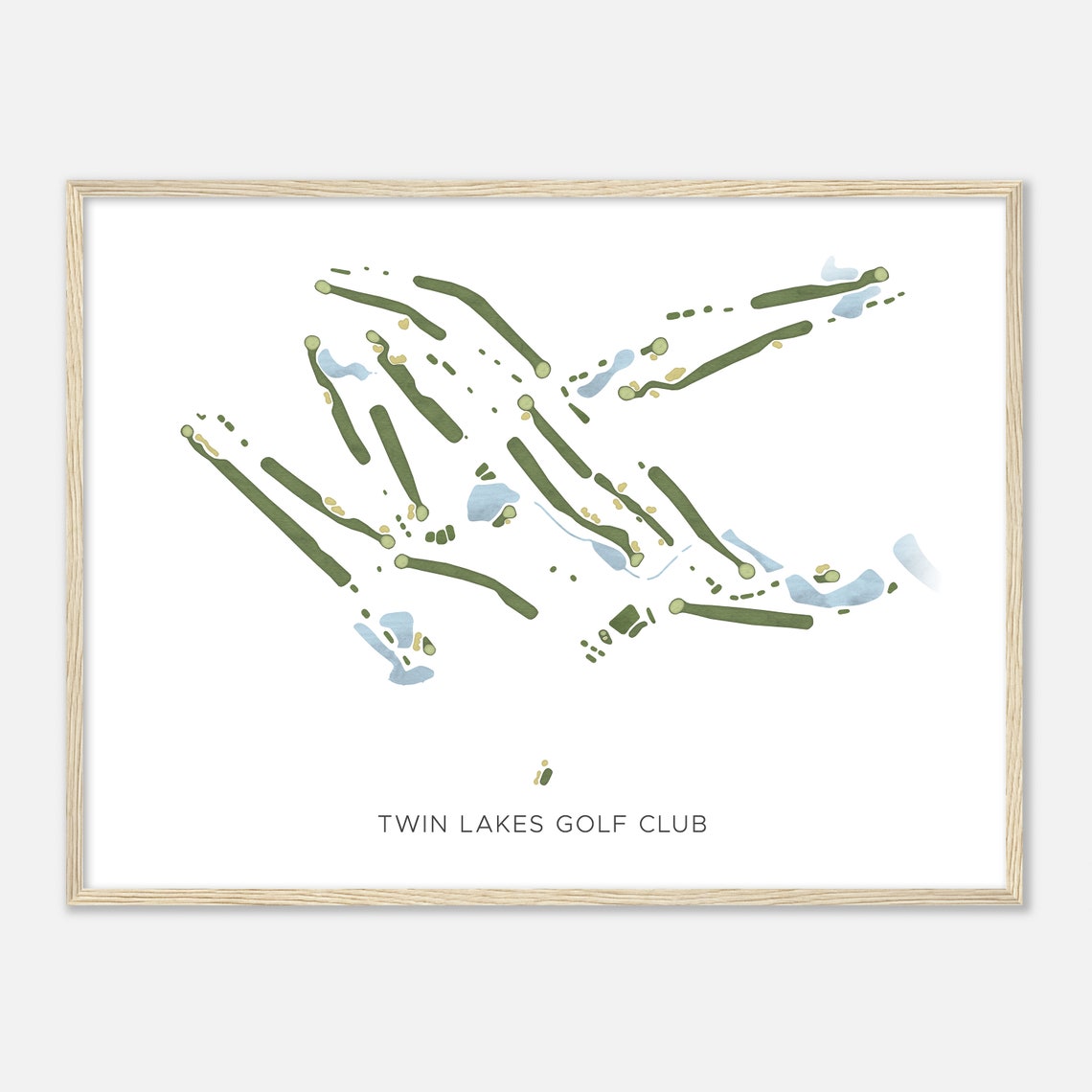 Twin Lakes Golf Club Modern Minimalist Golf Layout Map Poster