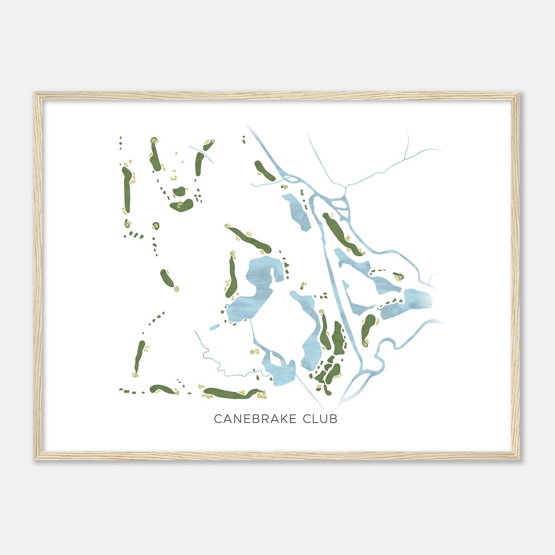 Canebrake Club Alabama Modern Watercolor Golf Course Map Poster - Image 2