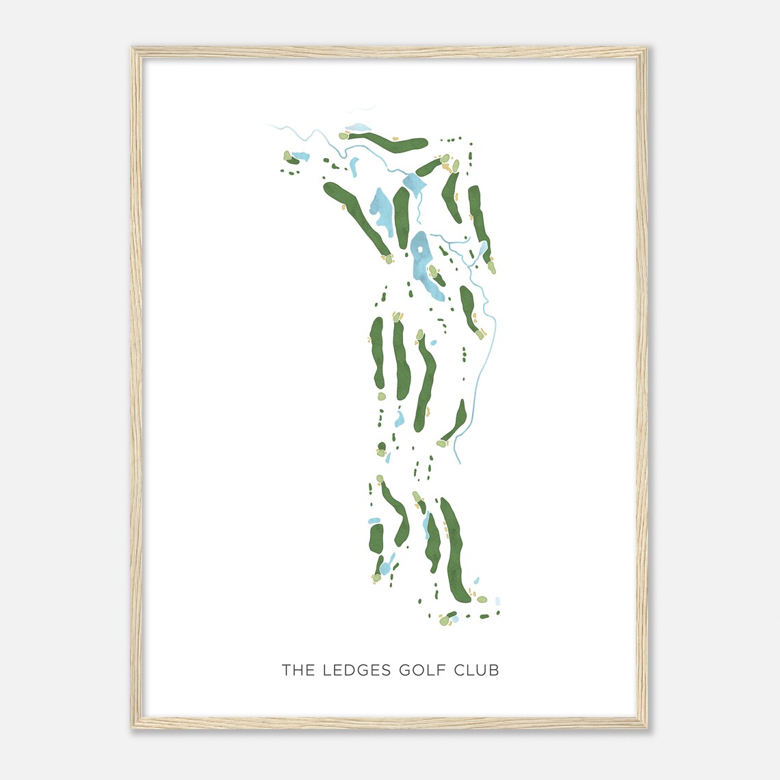 The Ledges Golf Club Maine Modern Watercolor Golf Map Poster - Image 2