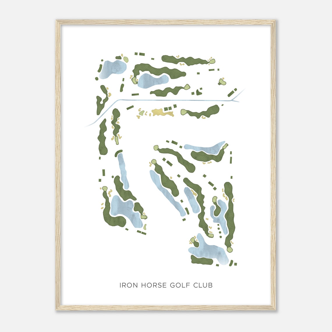 Iron Horse Golf Club Minimalist Modern Golf Course Map Print