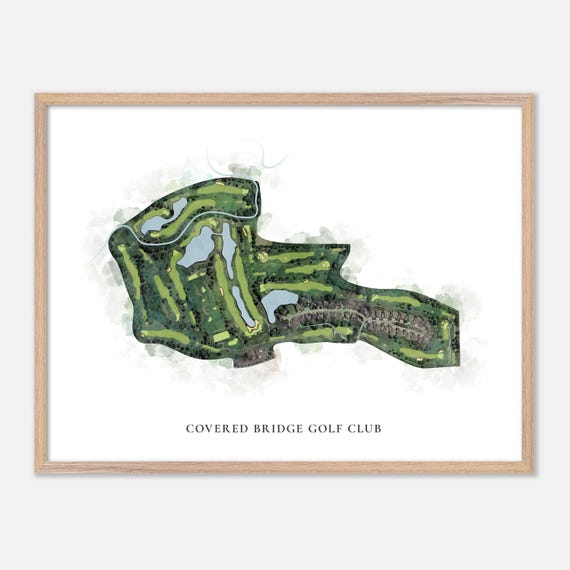 Covered Bridge Golf Club In Sellersburg Indiana Classic Watercolor Map Golfer Gift Golf Wall Art Golf Poster Print Course Layout