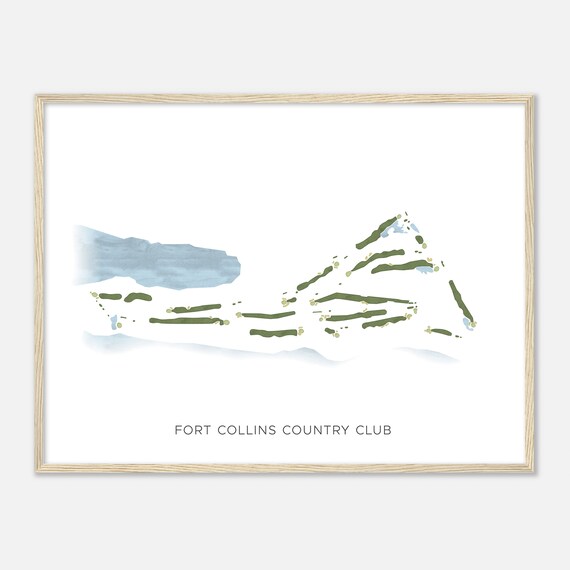 Fort Collins Country Club Colorado Modern Watercolor Map Golfer Gift Golf Wall Art Golf Poster Print Course Layout