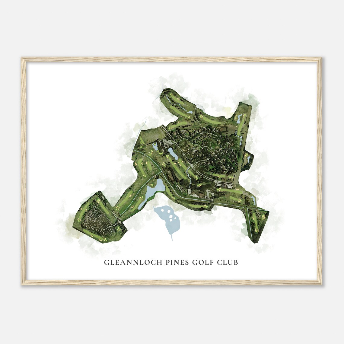 Gleannloch Pines Golf Club Texas Watercolor Map Poster