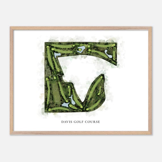 Davis Golf Course In Davis California Classic Watercolor Map Golfer Gift Golf Wall Art Golf Poster Print Course Layout