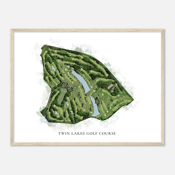 Twin Lakes Golf Course Virginia Classic Watercolor Map Golfer Gift Golf Wall Art Golf Poster Print Course Layout