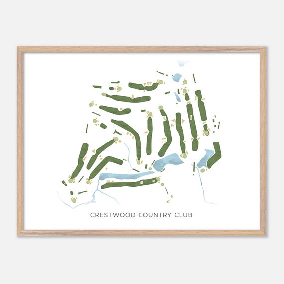 Crestwood Country Club In Rehoboth Massachusetts Modern Watercolor Map Golfer Gift Golf Wall Art Golf Poster Print Course Layout
