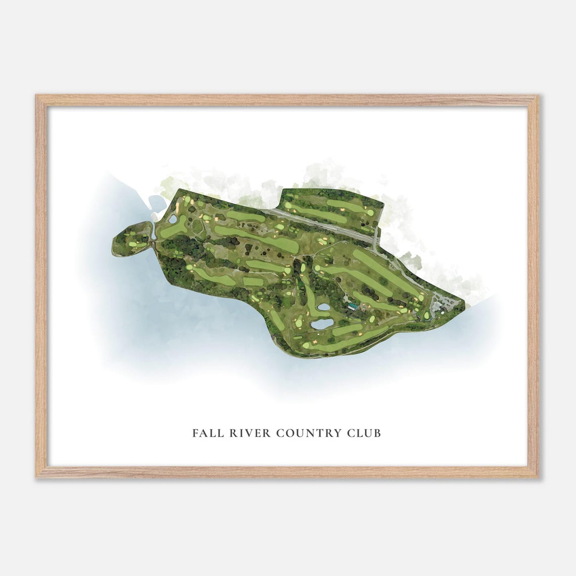 Fall River Country Club Massachusetts Classic Watercolor Map Poster