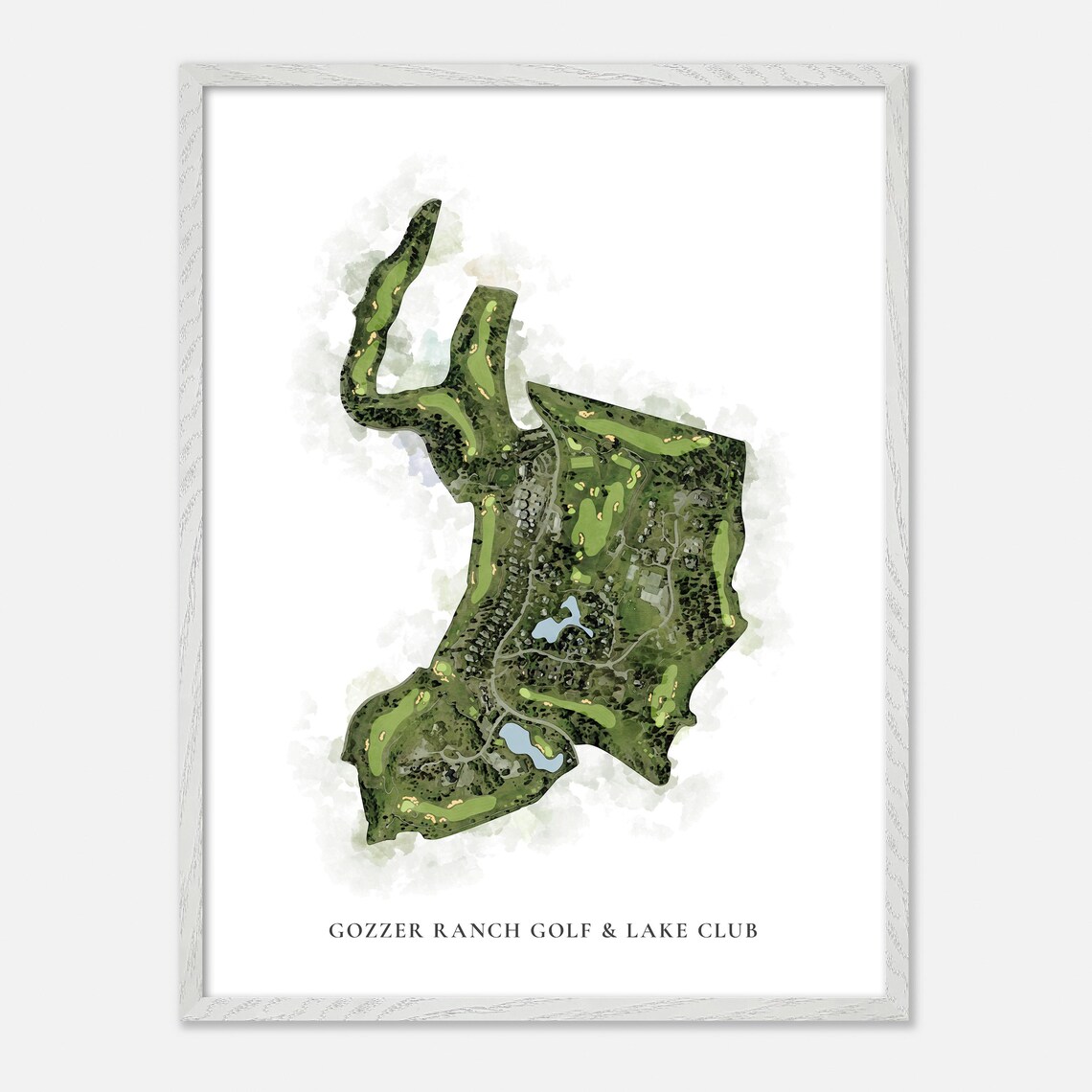 Gozzer Ranch Golf & Lake Club Harrison Idaho Classic Watercolor Golf Map Poster - Image 2