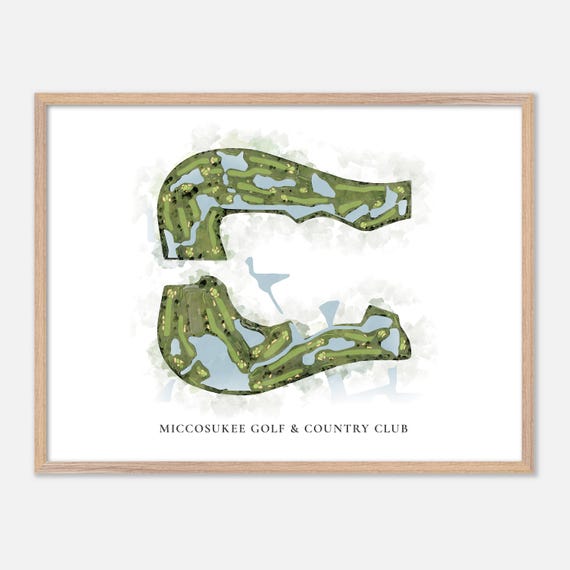 Miccosukee Golf Country Club In Miami Florida Classic Watercolor Map Golfer Gift Golf Wall Art Golf Poster Print Course Layout