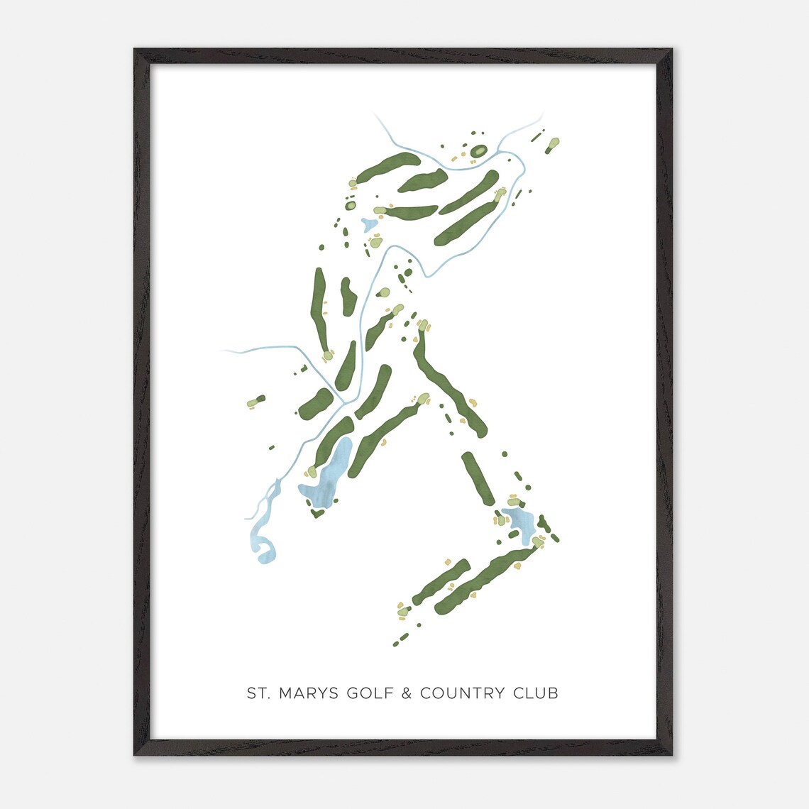 St Marys Golf Country Club Saint Marys Modern Watercolor Map Poster - Image 2