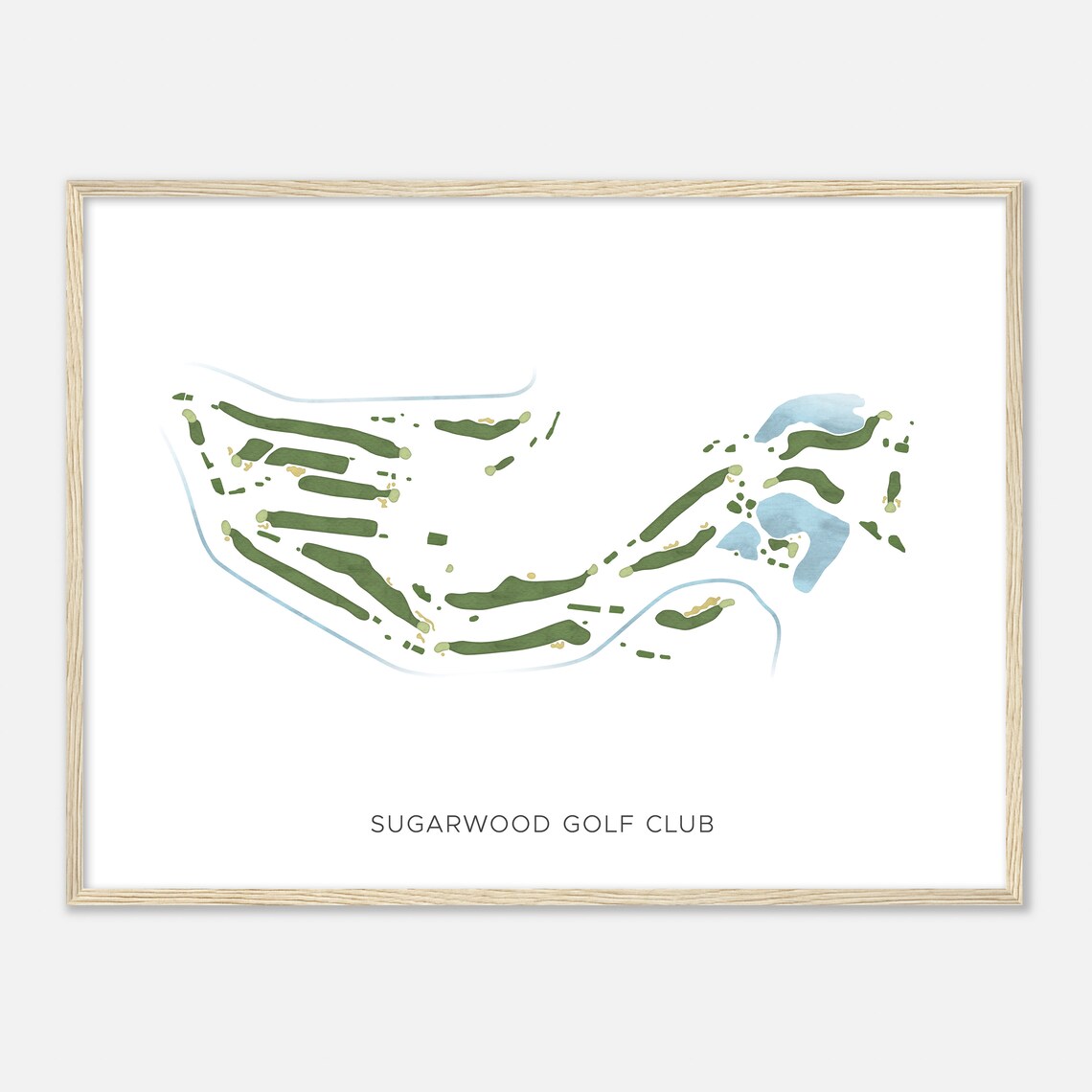 Sugarwood Golf Club West Virginia Modern Watercolor Course Map Poster - Image 2