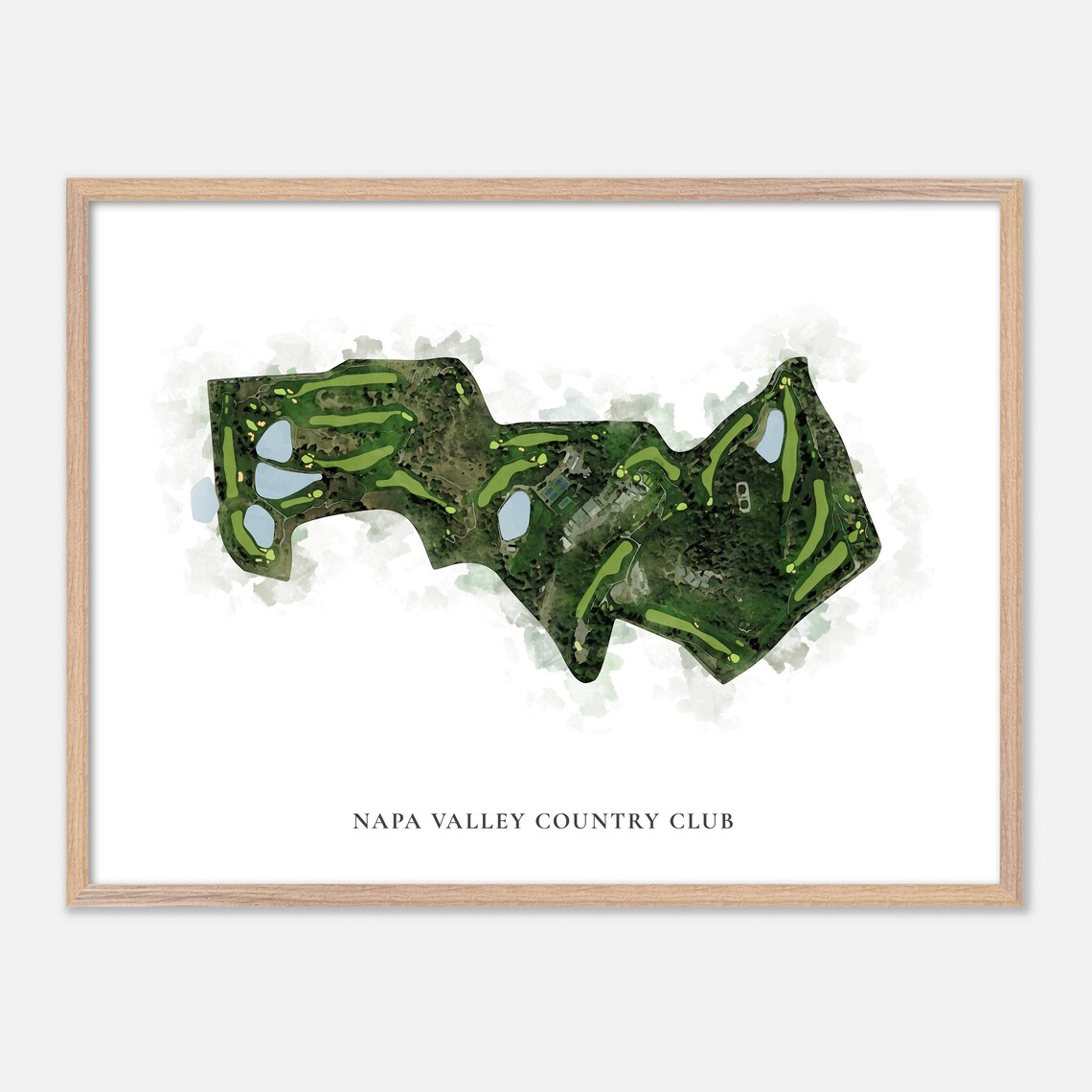 Napa Valley Country Club Classic Watercolor Fairways Map Poster