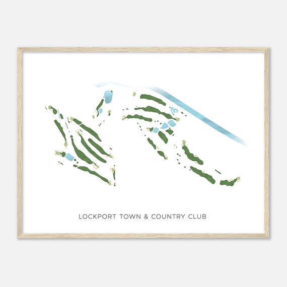 Lockport Town Country Club New York Modern Watercolor Map Golfer Gift Golf Wall Art Golf Poster Print Course Layout