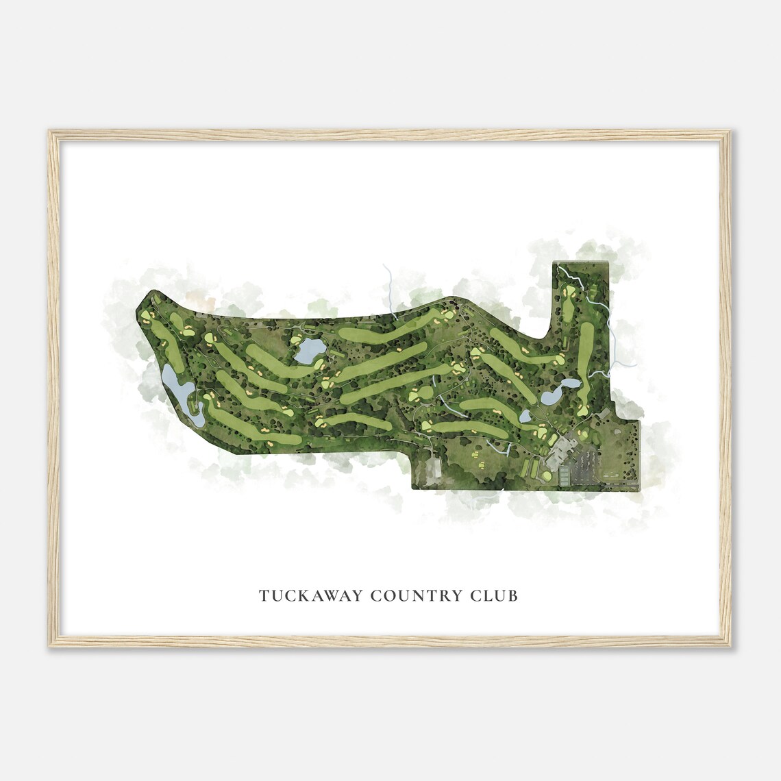 Tuckaway Country Club Classic Aerial Watercolor Course Map Poster
