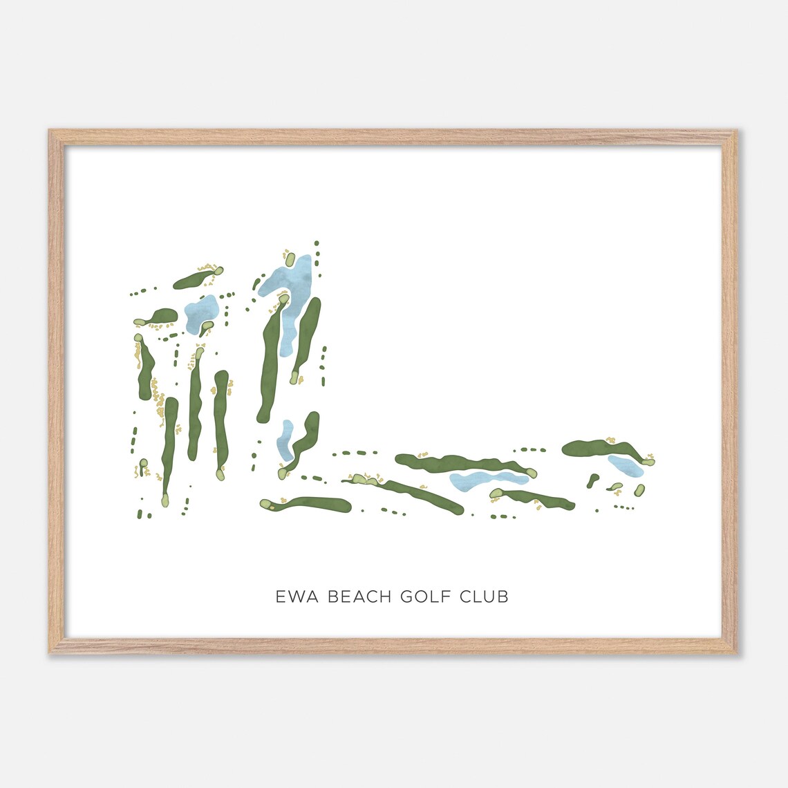 Ewa Beach Golf Club Hawaii Modern Watercolor Course Map Poster
