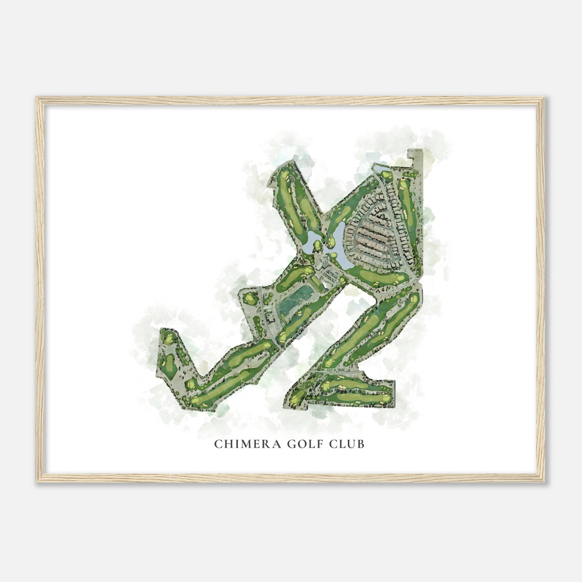 Chimera Golf Club Watercolor Aerial Scenic Course Map Poster
