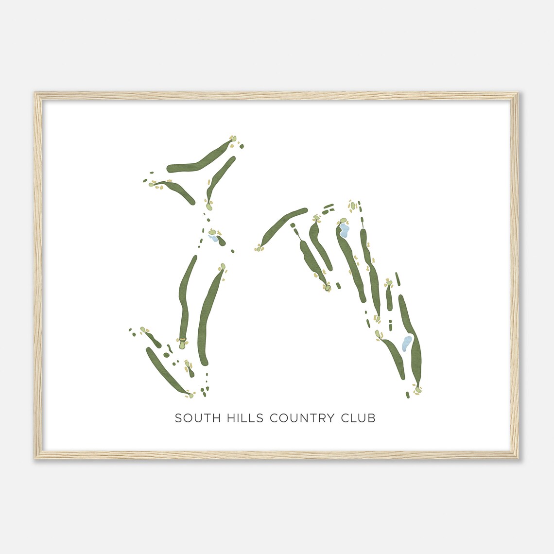 South Hills Country Club Modern Watercolor Golf Map Wall Art