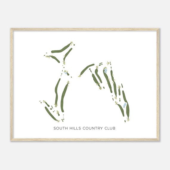 South Hills Country Club California Modern Watercolor Map Golfer Gift Golf Wall Art Golf Poster Print Course Layout