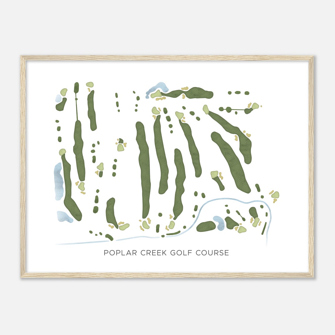 Poplar Creek Golf Course Minimalist Watercolor Layout Map Poster - Image 2