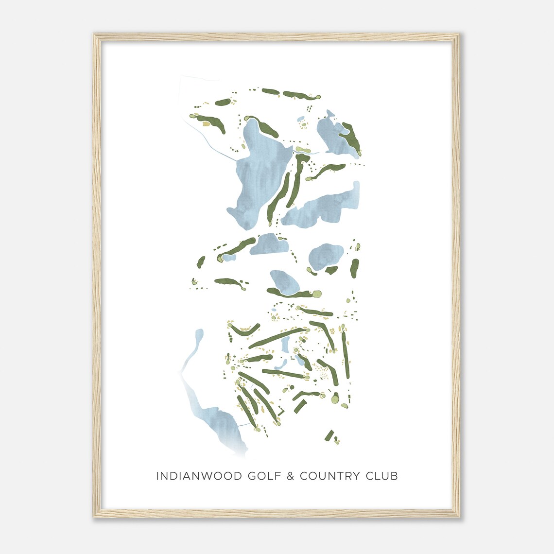 Indianwood Golf Country Club Minimalist Course Map Golf Wall Art - Image 2