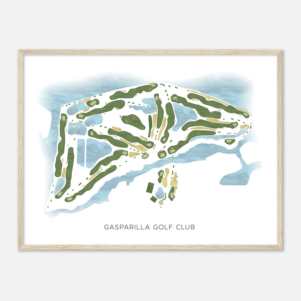Gasparilla Golf Club Florida Modern Watercolor Course Map Poster - Image 2