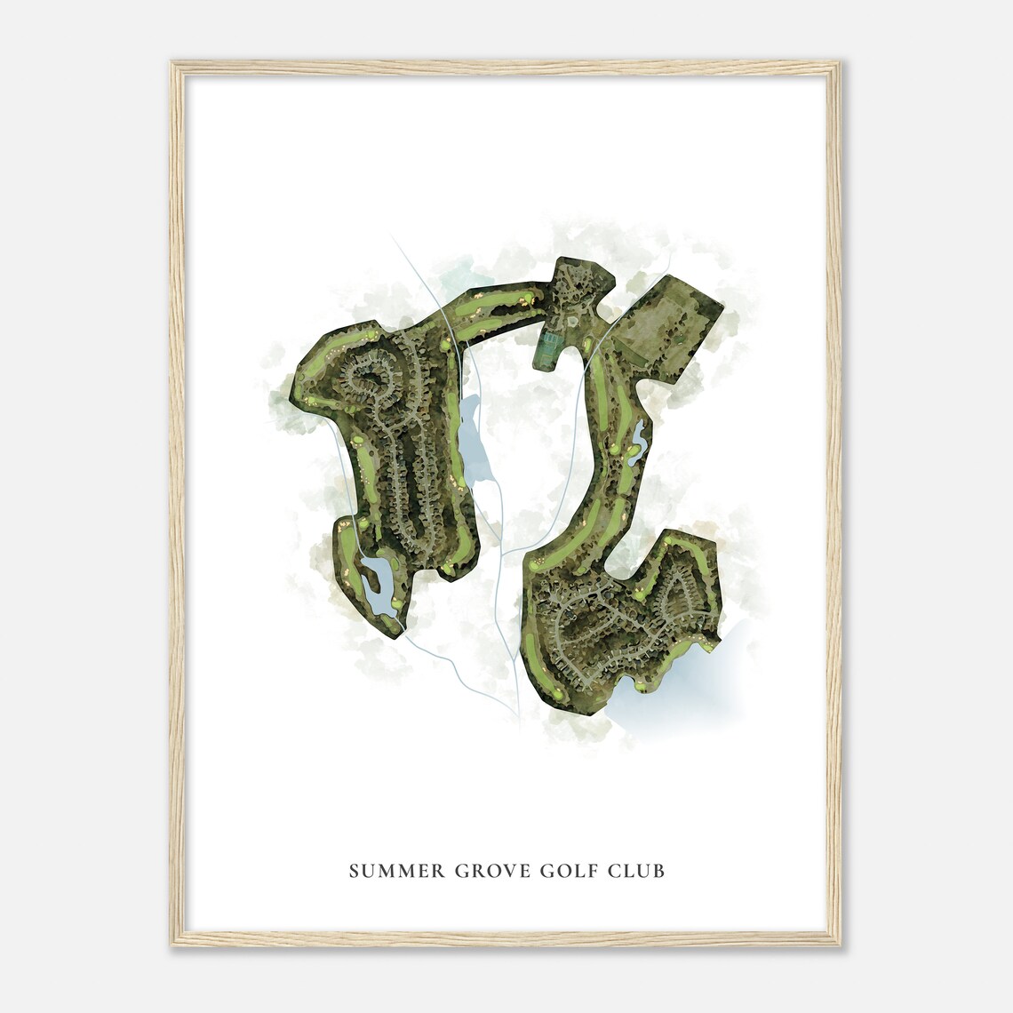 Summer Grove Golf Club Classic Watercolor Aerial Map Wall Art - Image 2