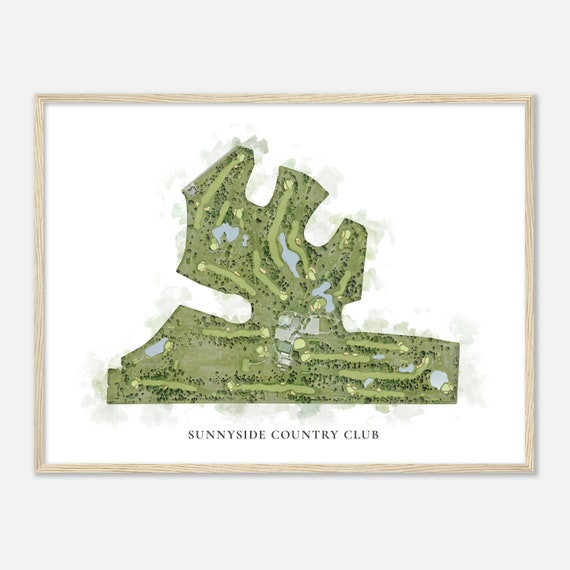 Sunnyside Country Club Iowa Classic Watercolor Map Golfer Gift Golf Wall Art Golf Poster Print Course Layout