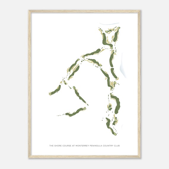 The Shore Course At Monterrey Peninsula Country Club California Modern Watercolor Map Golfer Gift Golf Wall Art Golf Poster Print