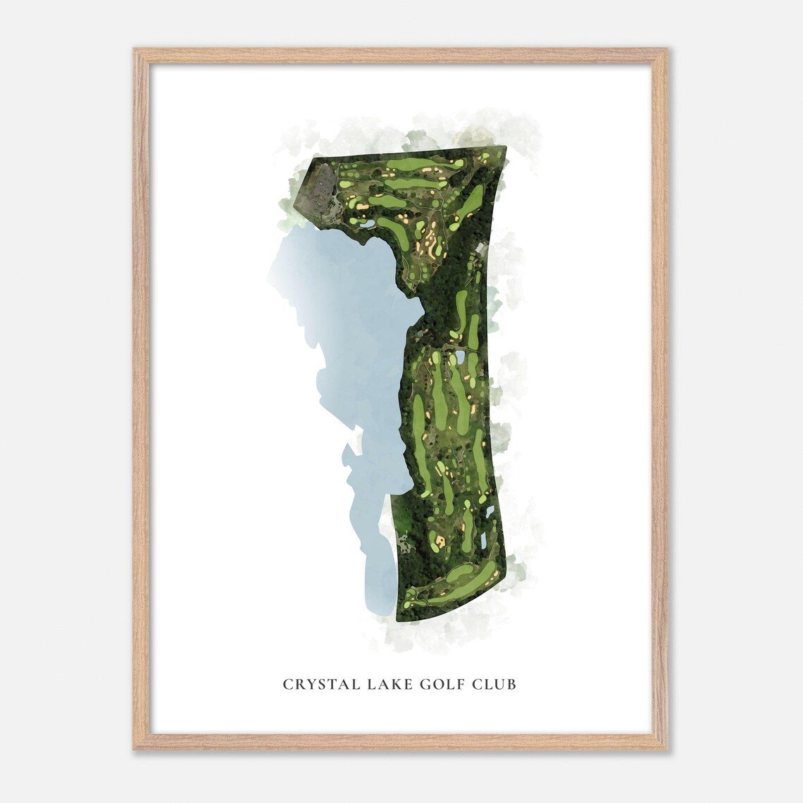 Crystal Lake Golf Club Mapleville Rhode Island Watercolor Map Poster - Image 2